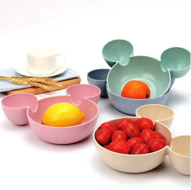 Mickey Wheat Bowel Cartoon Children's Straw Tableware Bowl Creative Baby Gift Fun Dinner Plate Fruit Bowl