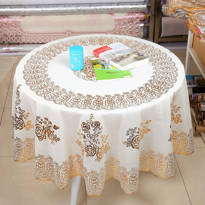 European-style hot gold table cloth, waterproof, oil-proof, no washing, no ironing PVC table cloth, round household wholesale