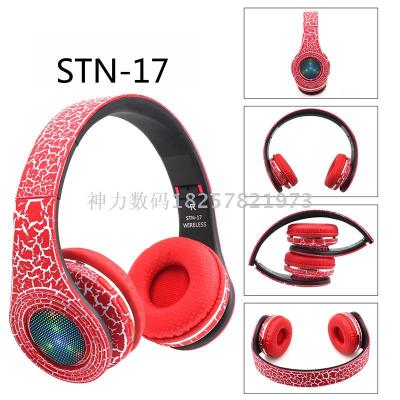 The new crackle stn-17 wireless bluetooth headset with LED lights supports plug-in FM radio
