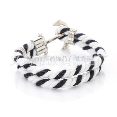 Anchor polychrome cotton thread woven bracelet