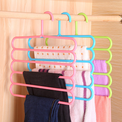 Multi-function five-layer trousers rack candy colored plastic trousers rack receive tie rack