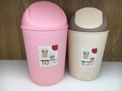 Flip cover solid color handle plastic trash can for kitchen living room bedroom