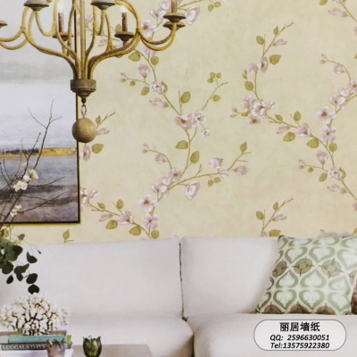 Fresh and simple non-woven wallpaper new American rural flowers elegant charm