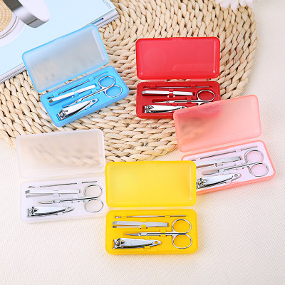 Mini plastic clamping case 4 pieces stainless steel nail clippers for manicure and manicure