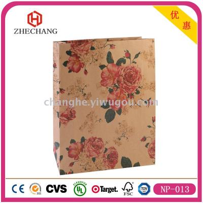 180g Kraft Paper Portable Paper Bag-Gift Bag Paper Bag Flower and Grass Series-NP-001 Currently Available and Support Custom