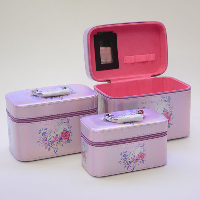 Guanyu new printing portable portable cosmetic bag sweet pink multi-functional three-piece package