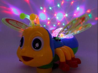Electric bee flash band music wearing light can sing and dance small bee Electric universal wheel toy