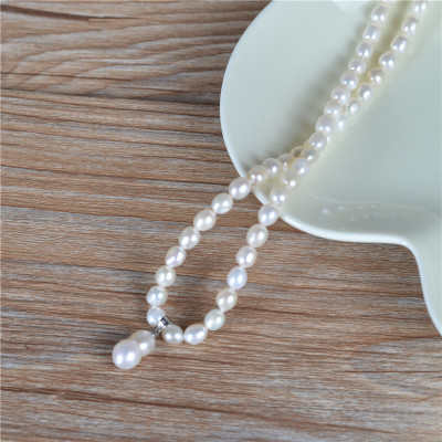 Bulk supply 6-7mm - shaped natural pearl + cultured calabash - shaped pearl pendant necklace simple