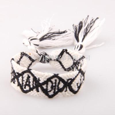 White stitched letters weave double rope bracelet