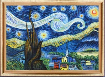 East Art Van Gogh "The Starry Night" Oil Painting Living Room Background Wall Decorative Painting Handmade Painting Study Living Room Entrance Painting