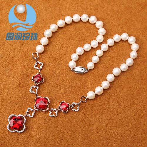 cultured freshwater pearl jewelry necklace flower gem pendant pearl sweater chain diamond ring