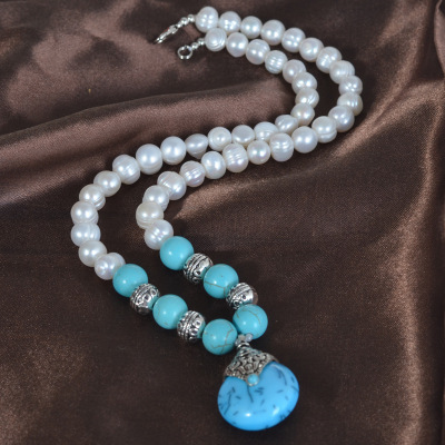 Aquaculture natural pearl ancient silver turquoise jewelry jewelry jewelry jewelry jewelry jewelry foreign trade sources