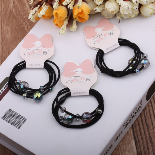 Hair Rope Korean Fresh Simple Personality Horsetail Headwear Hair Rope Tie Hair Ornament Rubber Band Rhinestone Ball Hair Ring