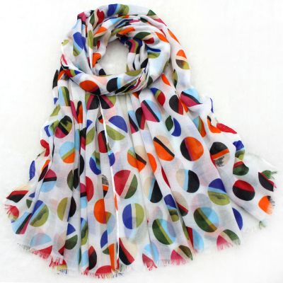 Satin Cotton Printed Scarf Wholesale Colorful Small round Printed Scarf Colorful Macaron Printed