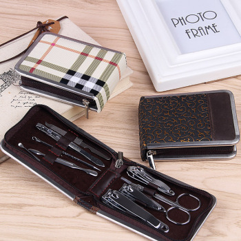 Nail clipping kit nail tool 9 pieces zipper leather cover nail clipping tool beauty makeup tool