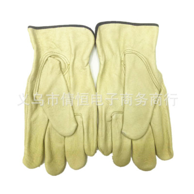Welder glove top layer cowhide driver glove short whole leather Welder glove labor protection manufacturer wholesale