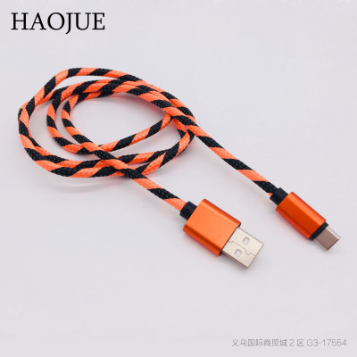 Hot style tiger stripe CE RoHS European Union certified high-speed charge 2A mobile phone data line