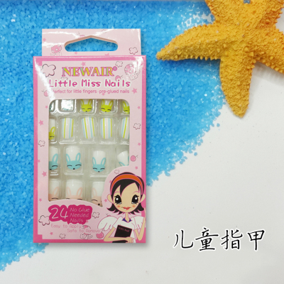 24 Pieces Color Bunny Children's Nail Environmental Protection Materials Back Glue in Stock