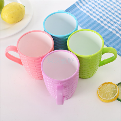 Double color handle rattan thickened mouth cup plastic tooth cup drinking cup mouthwash cup