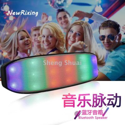 NR-2014 pulsating dazzle LED wireless bluetooth stereo outdoor portable low-tone gun speaker CE FCC certification