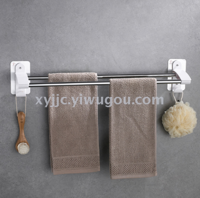 Non-perforated towel rack bathroom bathroom hardware pendant rack 304 stainless steel wall hanging bath towel rack