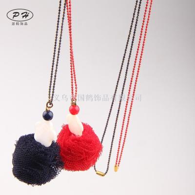 Long necklace wool ball sweater chain ornament accessories