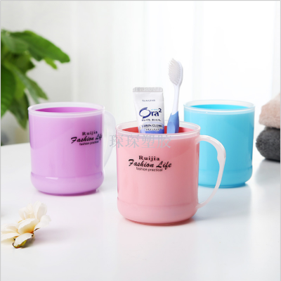 Simple lovers mouthwash cup green creative plain plastic toothbrush cup double - layer toothbrush cup