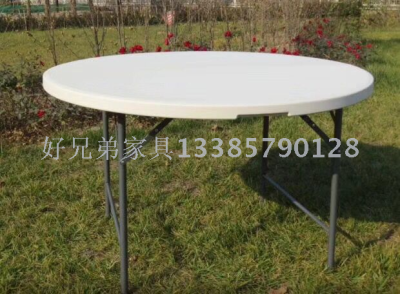 Large round Table White European Style Dining Table Family round Table Folding round Table Outdoor Blow Molding Folding Table
