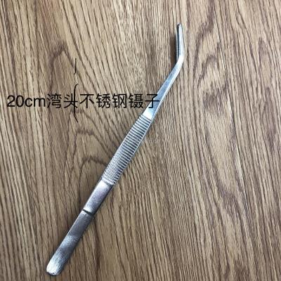 Stainless steel antistatic tweezers with pointed curved tip and flat mouth tweezers