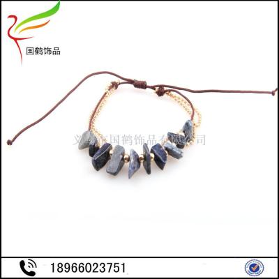 Natural crystal lapis lazuli woven pearl chain bracelet