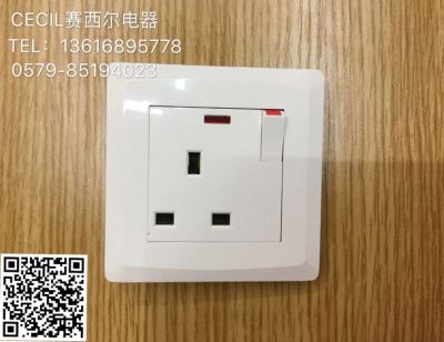 Q series switch single 13A with lamp Cecil electric