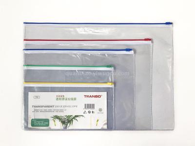 TRANBO transparent PP zipper bag multi-size pen bag bill clip file bag