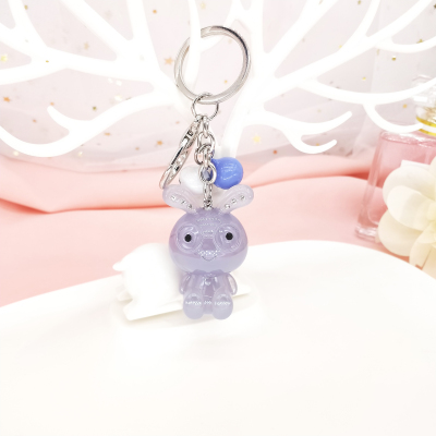 Cute translucent rabbit key chain fashion cartoon diy pendant car accessories