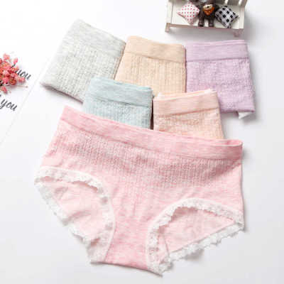 Seamless colored cotton underwear sweet lace seamless shorts in the waist sexy ladies triangle pants pure cotton