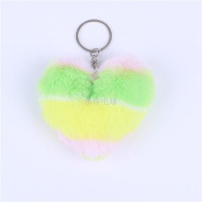 Color Peach Heart Fuzzy Ball Pendant Luggage Accessories Keychain Factory Wholesale