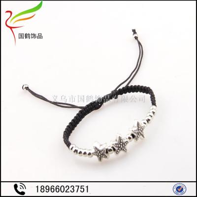 Handwoven pineapple bracelet can adjust the hand ring alloy beads simple style
