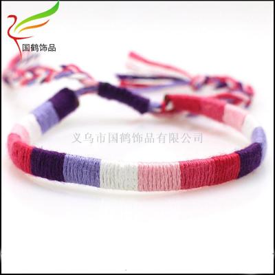 Hand-woven cotton thread winding colorful hand rope