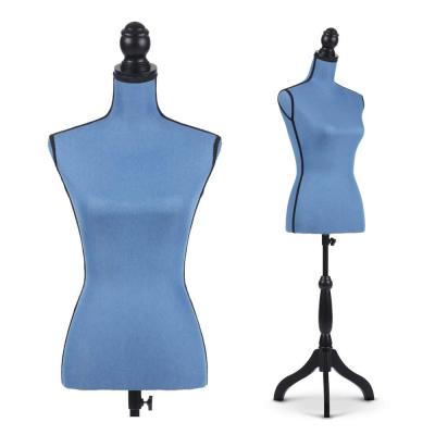 MargTima Female Mannequin Torso Dress Form with Wood Tripod Stand Pinnable Size