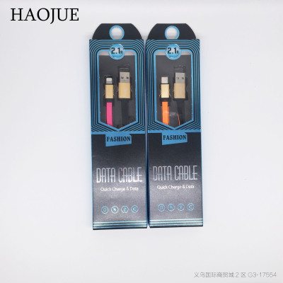 Fashionable Mosaic color data line double-sided noodle line mobile phone charging line V8 iPhone wholesale