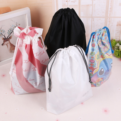Double Layer PE Environmental Protection Material Backpack Drawstring Bag Beach Waterproof Swimsuit Rope Handle Bag Customized Wholesale