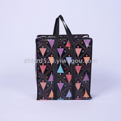 Manufacturers direct umbrella leaf pattern non-woven bag thickened and woven bottom non-woven bag storage bag moving bag