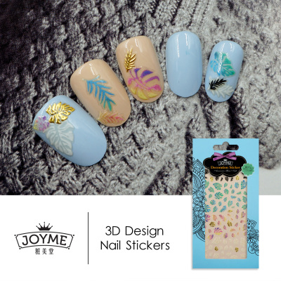 Summer Bright Color Nail Sticker Rainbow Color Leaves Pattern 3D Three-Dimensional Beach Style Nail Stickers