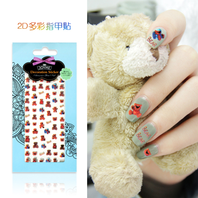 Xiaomeitang 2D Colorful Nail Sticker Bear Cartoon Bear Pattern New Flat Nail Stickers
