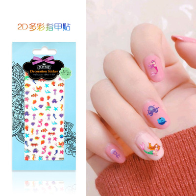 Xiaomeitang Flat Nail Sticker Colorful Mermaid Princess Pattern Colorful Nail Stickers