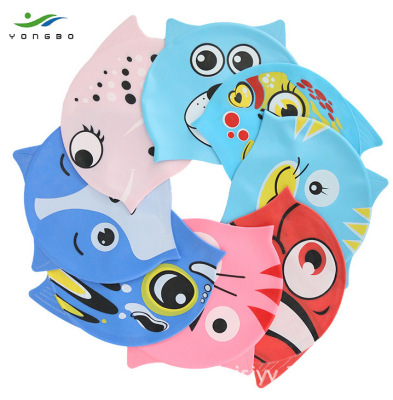 Hot style children's cartoon fish swimming cap silicone swimming cap waterproof anti-skid children swimming cap manufacturers wholesale customized