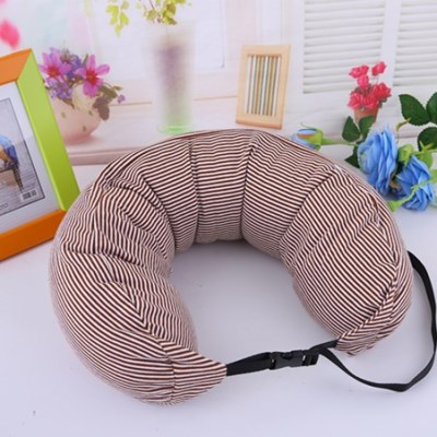 No print stripe belt buckle u-shaped pillow foam neck pillow