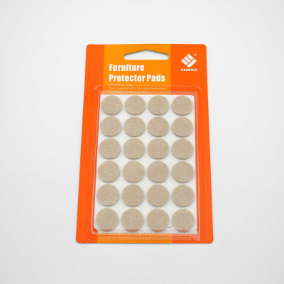 Beautiful absorbent card packaging beige round felt furniture mat anti - slip anti - noise 24PCS