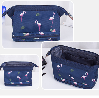 Flamingo large capacity multi-functional cosmetic cartoon bag steel frame to receive wash gargle bags