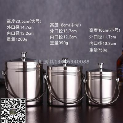 Stainless steel hand - held straight - threaded insulated belt cover ice bucket insulated bucket bar ice bucket