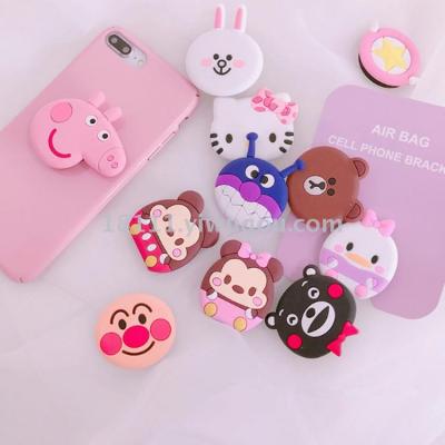 Hissing the same type of mobile phone airbag support retractable cartoon silicone Japan Korean women's cute anti-fall